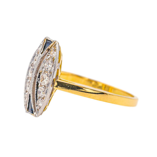 Bague 50 Bague  Art déco  Or jaune, Or blanc Diamant, Saphir 58 Facettes 4383452RV