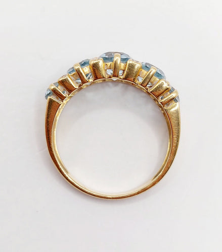 Bague 56 Bague jarretière vintage or jaune 18k topazes et diamants (circa 1980) 58 Facettes A05994