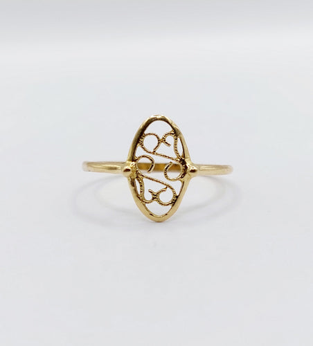 Bague 56 Bague marquise style Art nouveau filigranée vintage en or 18k 58 Facettes A06641