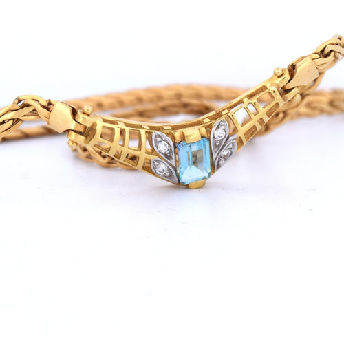 Collier Collier en or jaune - aigue-marine et diamants 58 Facettes