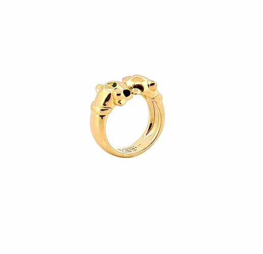 Bague Cartier - Bague Panthère or jaune émeraudes et onyx 58 Facettes