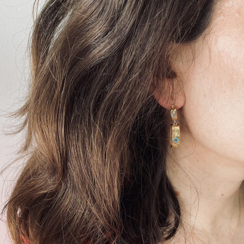 Boucles d'oreilles Boucles d'oreilles anciennes pendantes motif floral en or rose et jaune 58 Facettes LMB-249