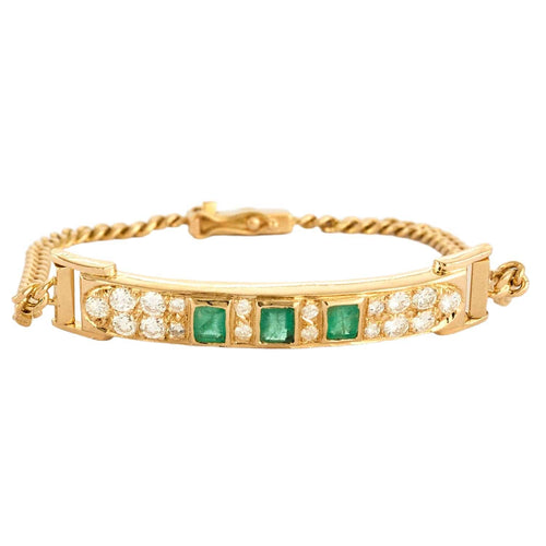 Bracelet Bracelet Gourmette Or Jaune, Émeraudes et Diamants 58 Facettes 240 772