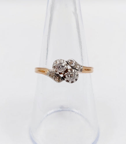 Bague toi et moi or rose, diamants taille ancienne (circa 1900) 58 Facettes A06235