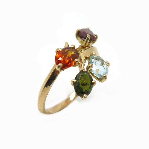Bague Bague or jaune et pierres fines colorées 58 Facettes