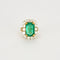 Bague 51 Bague or jaune émeraude de Colombie entourée de diamants 58 Facettes