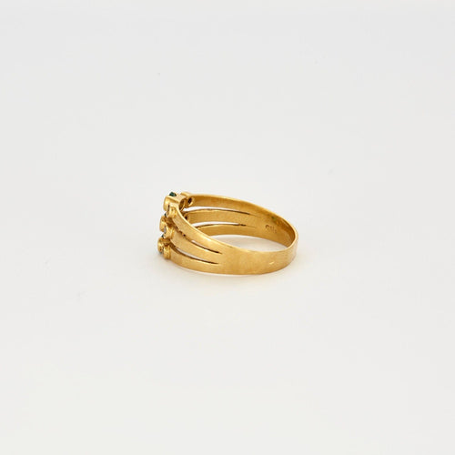 Bague 56.5 Bague 3 rangs moldavites 58 Facettes LP475