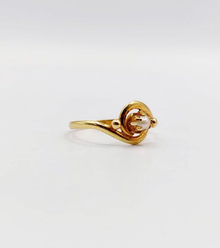 Bague 41 MINI bague antique or perle et monture tourbillon (circa 1900) 58 Facettes A06300