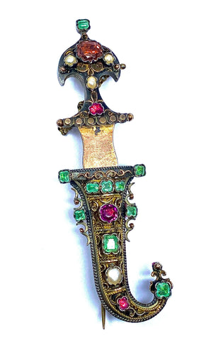 Broche Broche sabre en argent émeraudes perles 58 Facettes AB360