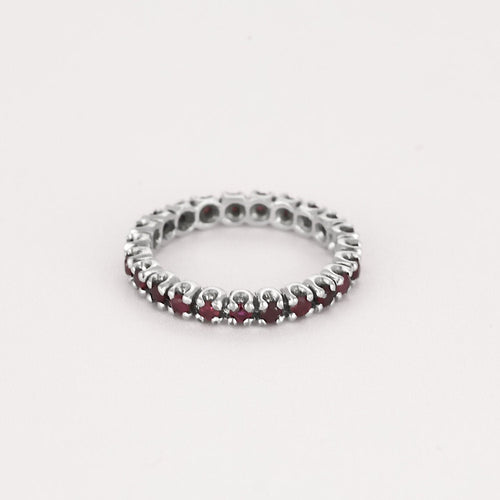 Bague 53 Alliance américaine en or blanc et rubis 58 Facettes CAN1473X2