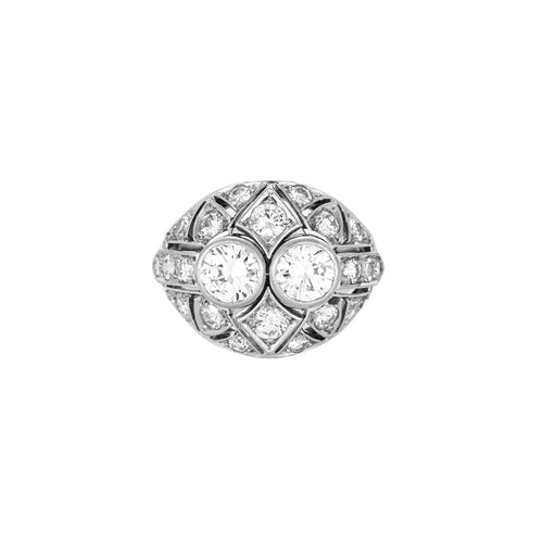 Bague 52.5 Bague dôme platine et diamants 58 Facettes 240367