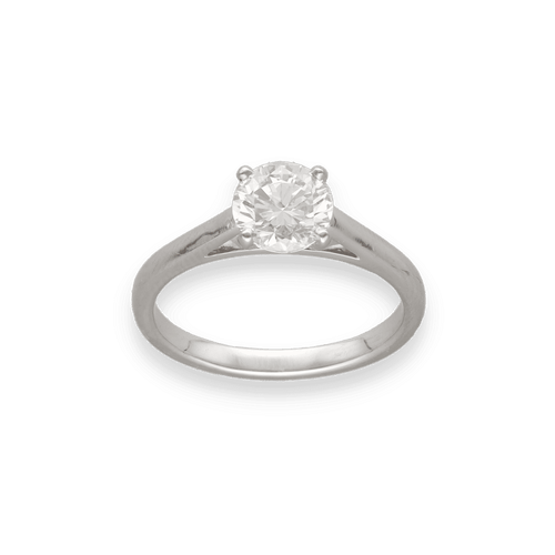 Bague 55 Solitaire Or Gris 18K – Diamant 1,22 ct E-VVS1 – Certificat IGI 58 Facettes FB10293