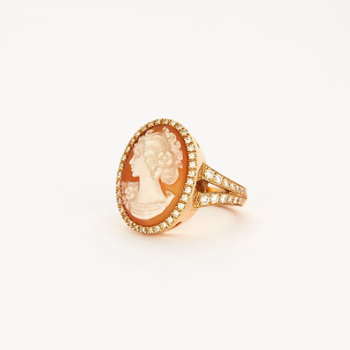 Bague 51 Bague camée en or rose et diamants 58 Facettes