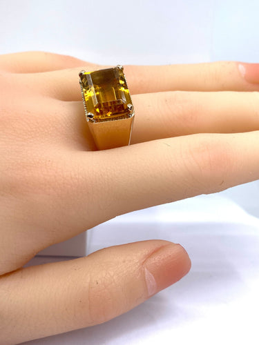 Bague 56 Bague en or jaune, topaze jaune 58 Facettes AB612