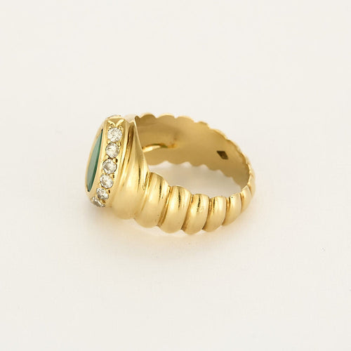 Bague 53 Bague en or jaune, émeraude et diamants 58 Facettes LIS2487X2