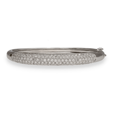Bracelet Bracelet rigide en or gris 18K - 5,00 cts de diamants G-VS - 30 g - Bijou ouvrant 58 Facettes FB10271