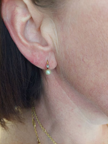 Boucles d'oreilles DORMEUSES ANCIENNE PERLES ET DIAMANTS 58 Facettes 082761