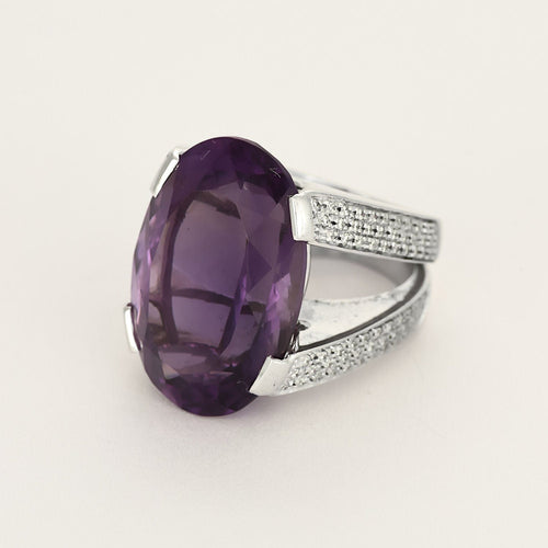 Bague en Or blanc Améthyste et diamants