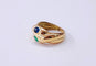 Bague 56 Bague jonc or jaune, émeraude et saphir 58 Facettes Bag.jc.E.S.-1343