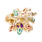 Clip "Fleurs" or jaune, diamants, rubis, pierres de couleur.