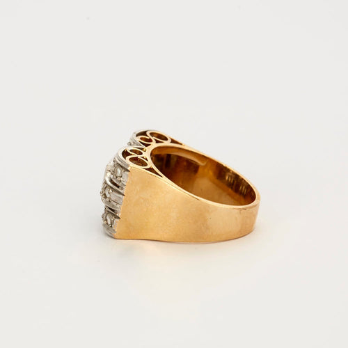 Bague 51 Bague Tank or gris et jaune avec diamants 58 Facettes GU59