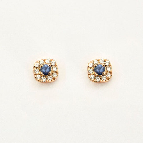 Boucles d'oreilles Boucles d'oreilles or rose 18 carats sertie de diamants et saphir 58 Facettes
