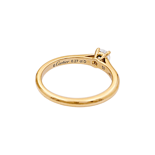 Bague 53 Solitaire Cartier,"1895", or jaune, diamant. 58 Facettes 34770