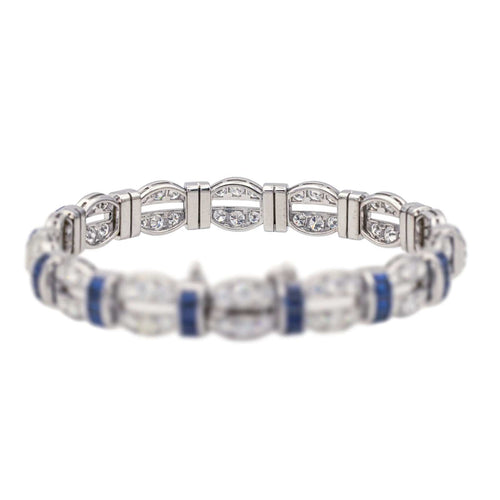 Bracelet Bracelet Or blanc, Platine Diamant, Saphir 58 Facettes 3880394RV