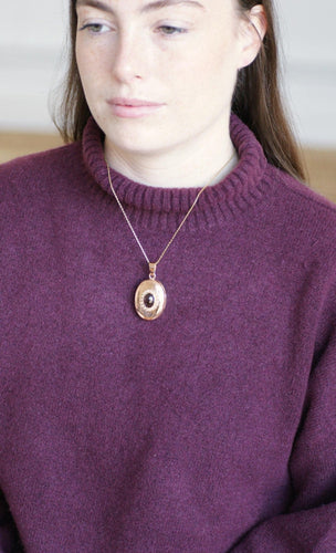 Pendentif Pendentif médaillon ouvrant cabochon grenat et perles fines en or rose 18k 58 Facettes