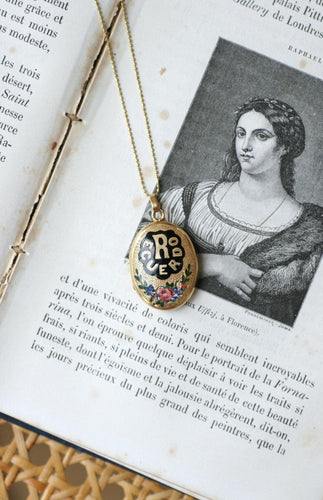 Pendentif Médaillon ouvrant ovale « Recuerdo » en or jaune 18k et émail 58 Facettes
