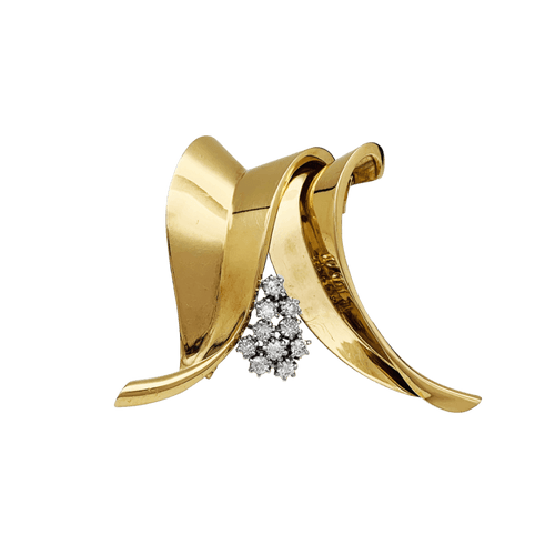 Broche Fontana - Broche en or jaune 750/000 et platine 950/000 avec diamants 58 Facettes 30245