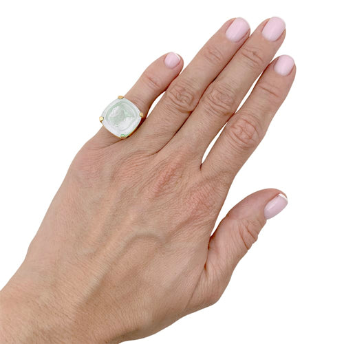 Bague 47 Bague intaille sur aigue-marine en or jaune 750 58 Facettes 34898