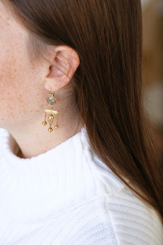 Boucles d'oreilles Boucle d’oreille unique néo-étrusque en or jaune 18kt 58 Facettes