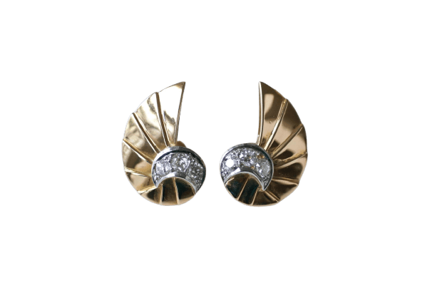 Boucles d'oreilles Boucles d'oreilles coquillage en or rose et diamants 58 Facettes
