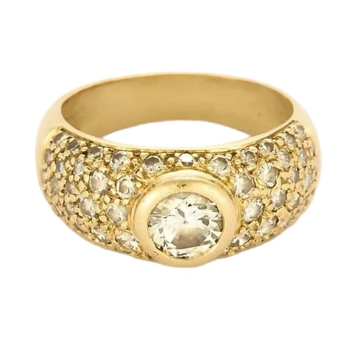Bague 50.5 Bague jonc en or jaune 18 carats et diamants 0,70 ct 58 Facettes 58FC112
