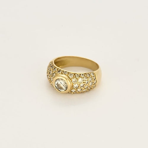 Bague 50.5 Bague jonc en or jaune 18 carats et diamants 0,70 ct 58 Facettes 58FC112