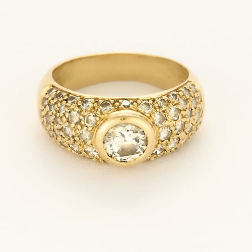 Bague 50.5 Bague jonc en or jaune 18 carats et diamants 0,70 ct 58 Facettes 58FC112