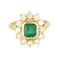 Bague 54 Bague fleur marguerite en or jaune 18K, émeraude et diamants 58 Facettes 58FC124