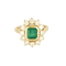 Bague 54 Bague fleur marguerite en or jaune 18K, émeraude et diamants 58 Facettes 58FC124