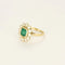 Bague 54 Bague fleur marguerite en or jaune 18K, émeraude et diamants 58 Facettes 58FC124