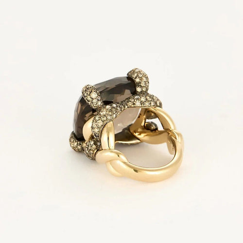 Bague 50 Pomellato Tango - Bague en or rose 18k avec quartz fumé et diamants 58 Facettes 58FC130
