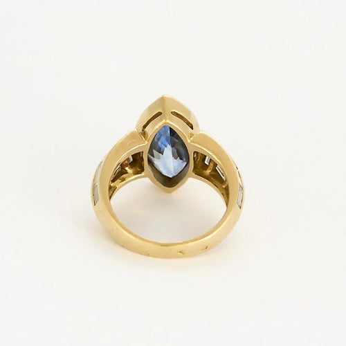 Bague 52 Bague saphir navette 3,50 ct en or jaune et diamants 58 Facettes 58FC137