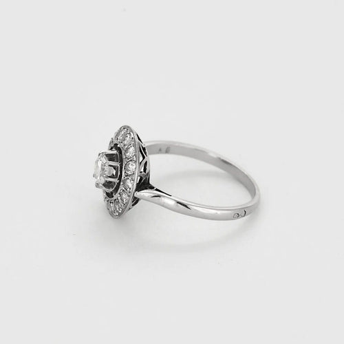 Bague 53 Bague entourage diamants en or blanc 18K et platine 58 Facettes 58FC139