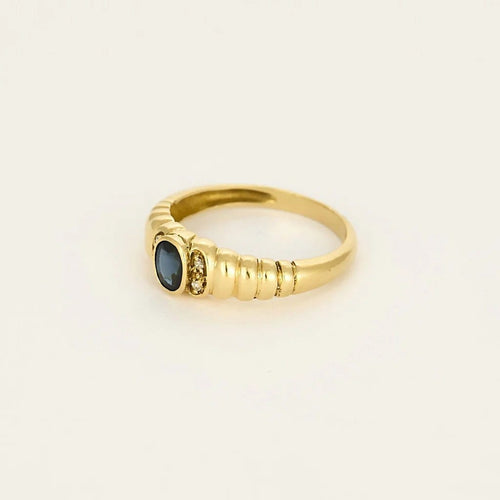 Bague 51 Bague jonc en or jaune 18K avec saphir 0,30 ct et diamants 58 Facettes 58FC141
