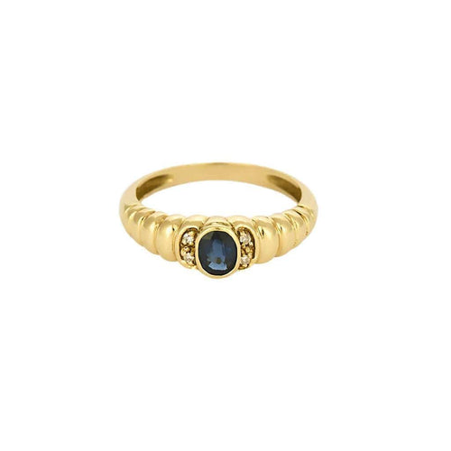 Bague 51 Bague jonc en or jaune 18K avec saphir 0,30 ct et diamants 58 Facettes 58FC141