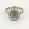 Bague 51 Bague marguerite en or blanc et or jaune 18K, émeraude 1 ct et diamants 58 Facettes 58FC145
