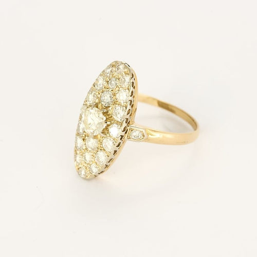 Bague 57 Bague marquise en or jaune et blanc 18K et diamants 1,70 ct 58 Facettes 58FC152