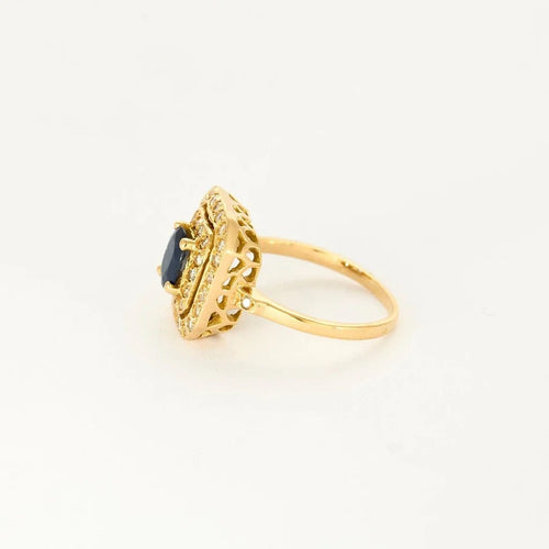 Bague 54 Bague marguerite en or jaune 18K, saphir et diamants 58 Facettes 58FC156