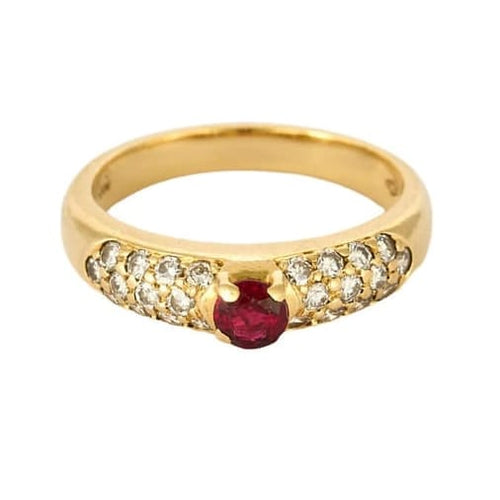 Bague 52.5 Bague jonc en or jaune 18 carats avec rubis et diamants 58 Facettes 58FC157