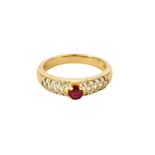 Bague 52.5 Bague jonc en or jaune 18 carats avec rubis et diamants 58 Facettes 58FC157